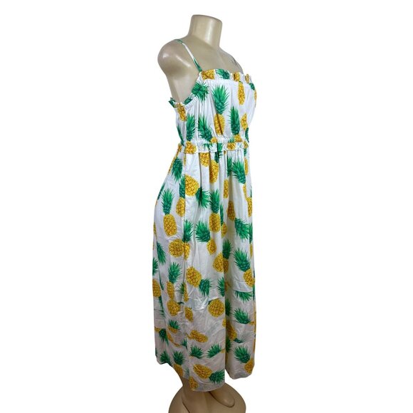 J.Crew Pineapple Print Sundress With Spaghetti Straps & Elastic Waist Size 4 - Picture 2 of 10